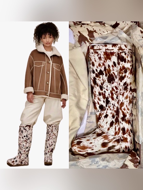 UGG Shoes - UGG Calf Hair Knee-High Boot in White Bucked Tall Boot